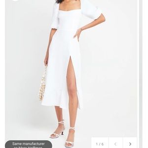 White OPT Violetta Midi Puff-Sleeved Dress  *NWT*